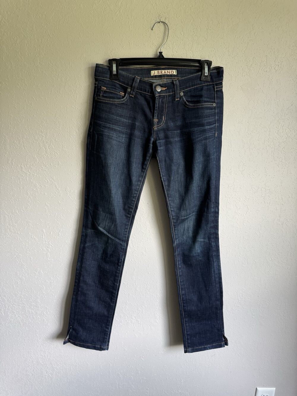 J Brand Dark Wash Blue Denim Ink Pencil Split Leg Jeans Womens 25 Casual Stretch